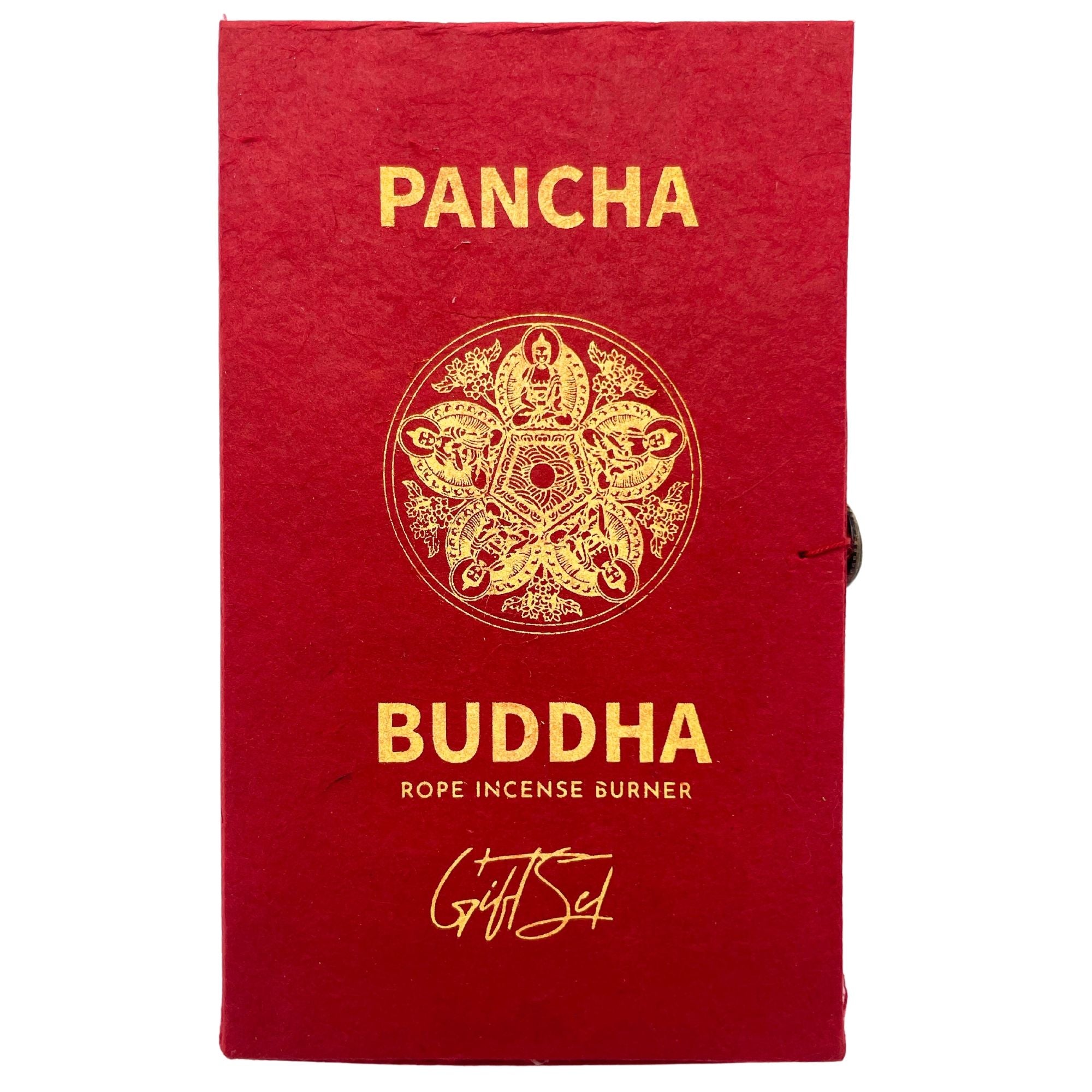 Rope Incense and Silver Plated Holder Set with Pancha Buddha Design
