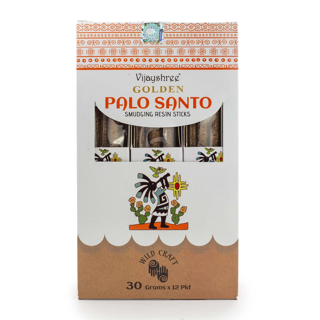 Golden Palo Santo Smudging Resin Sticks in Illustrated Box 30g