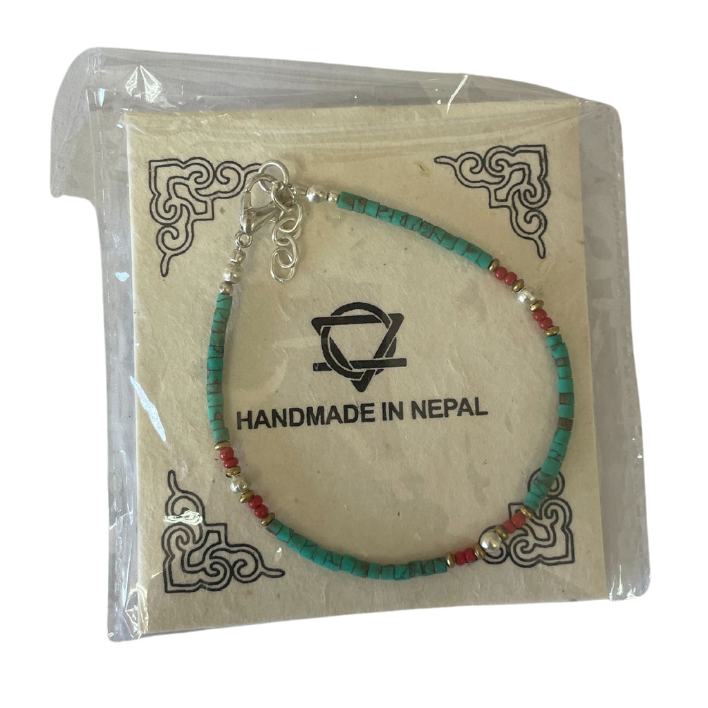 Nepalese Extra Fine Gem Bracelet with Vibrant Turquoise Beads
