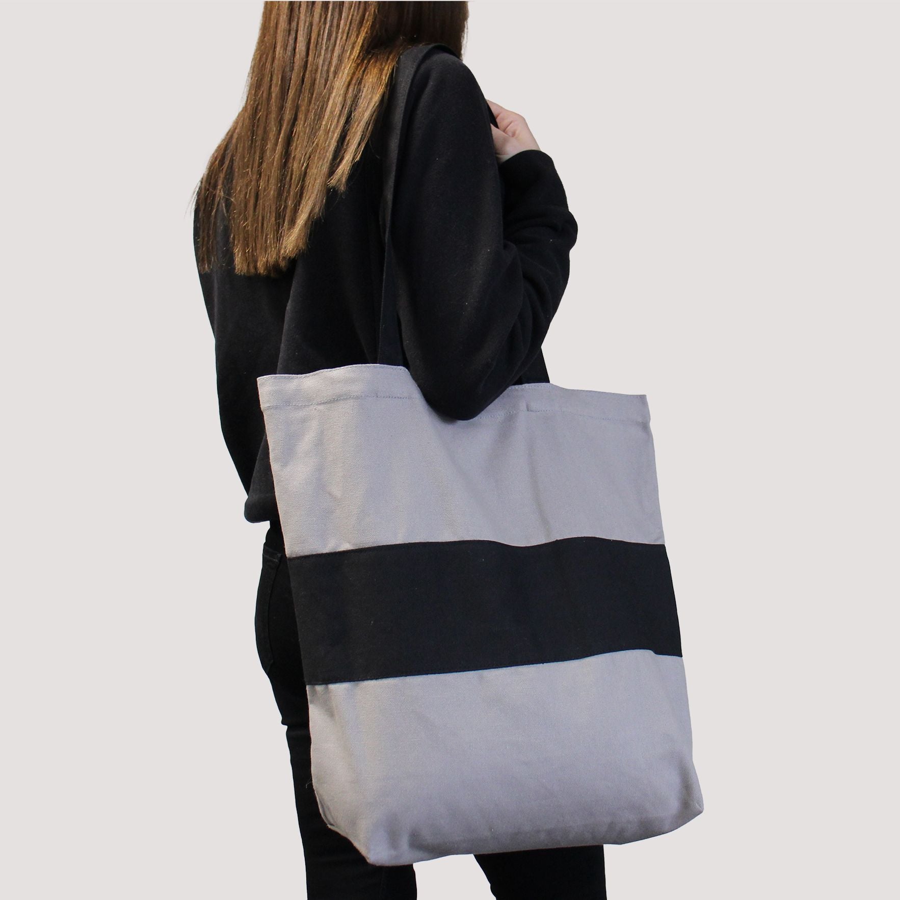 Cotton Tote Two Tone Bag in Blue and Natural Eco Shopper Bag
