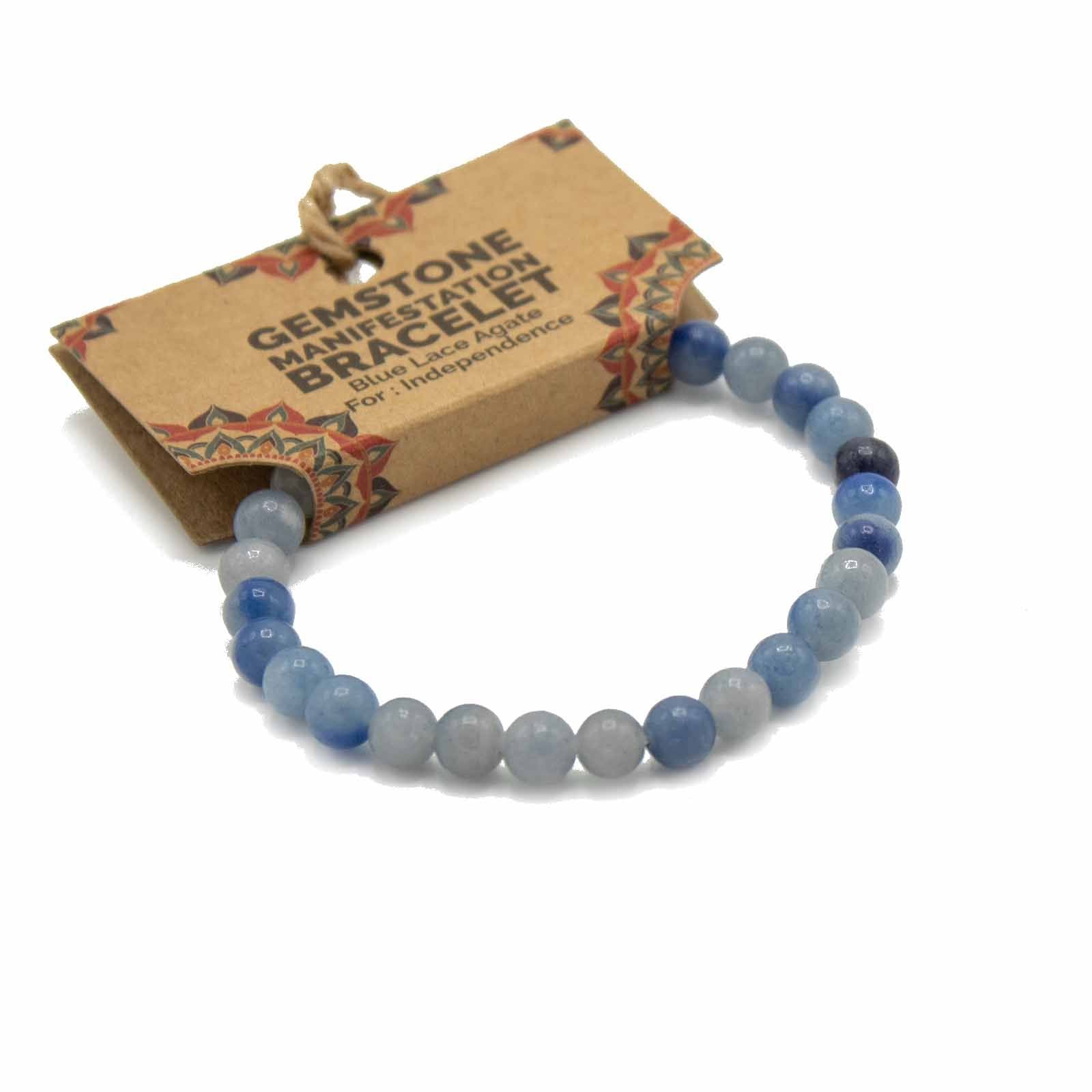 Gemstone Manifestation Bracelet with Blue Lace Agate Design