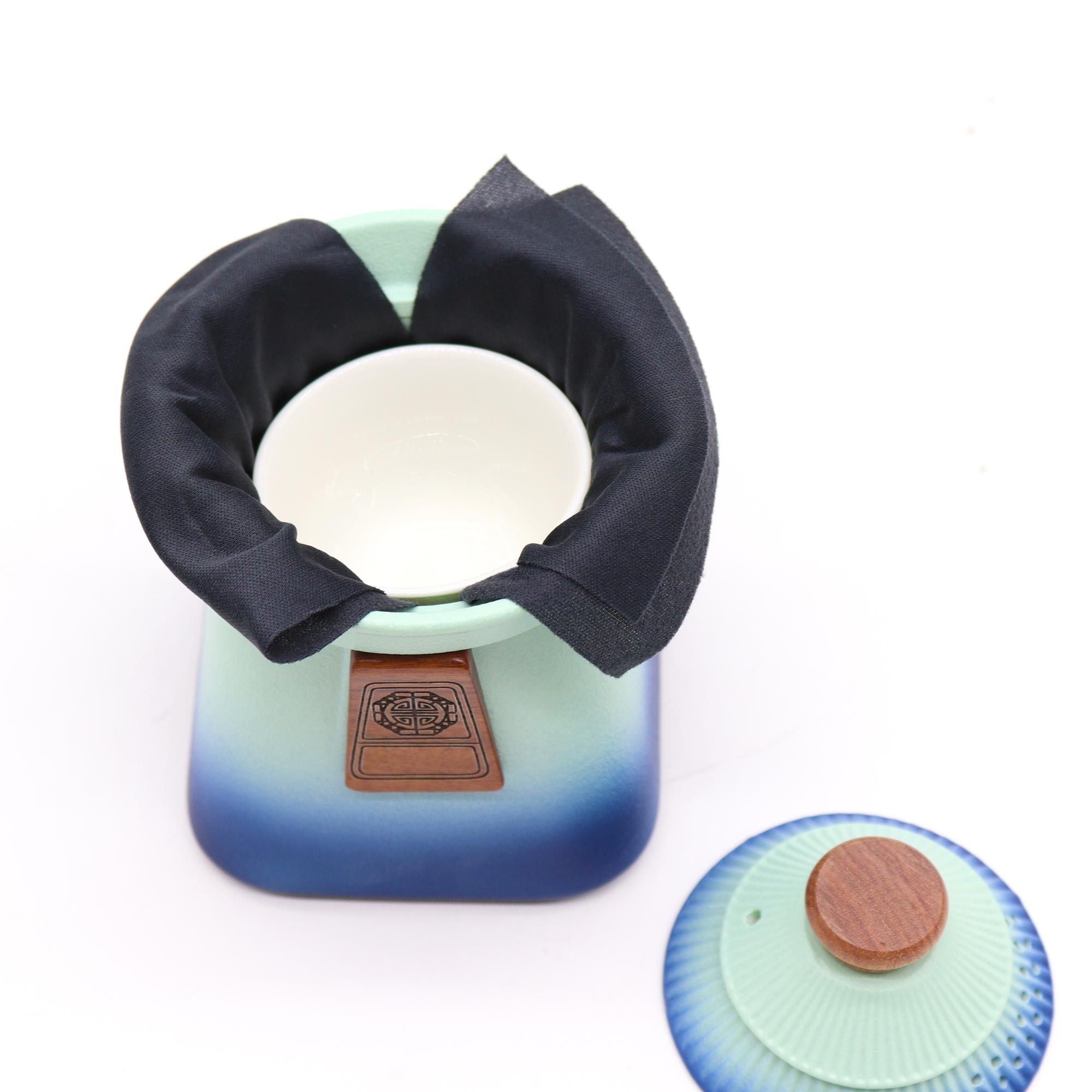 Temple Teapot Set with Three Cups in Blue Heaven for Tea Lovers