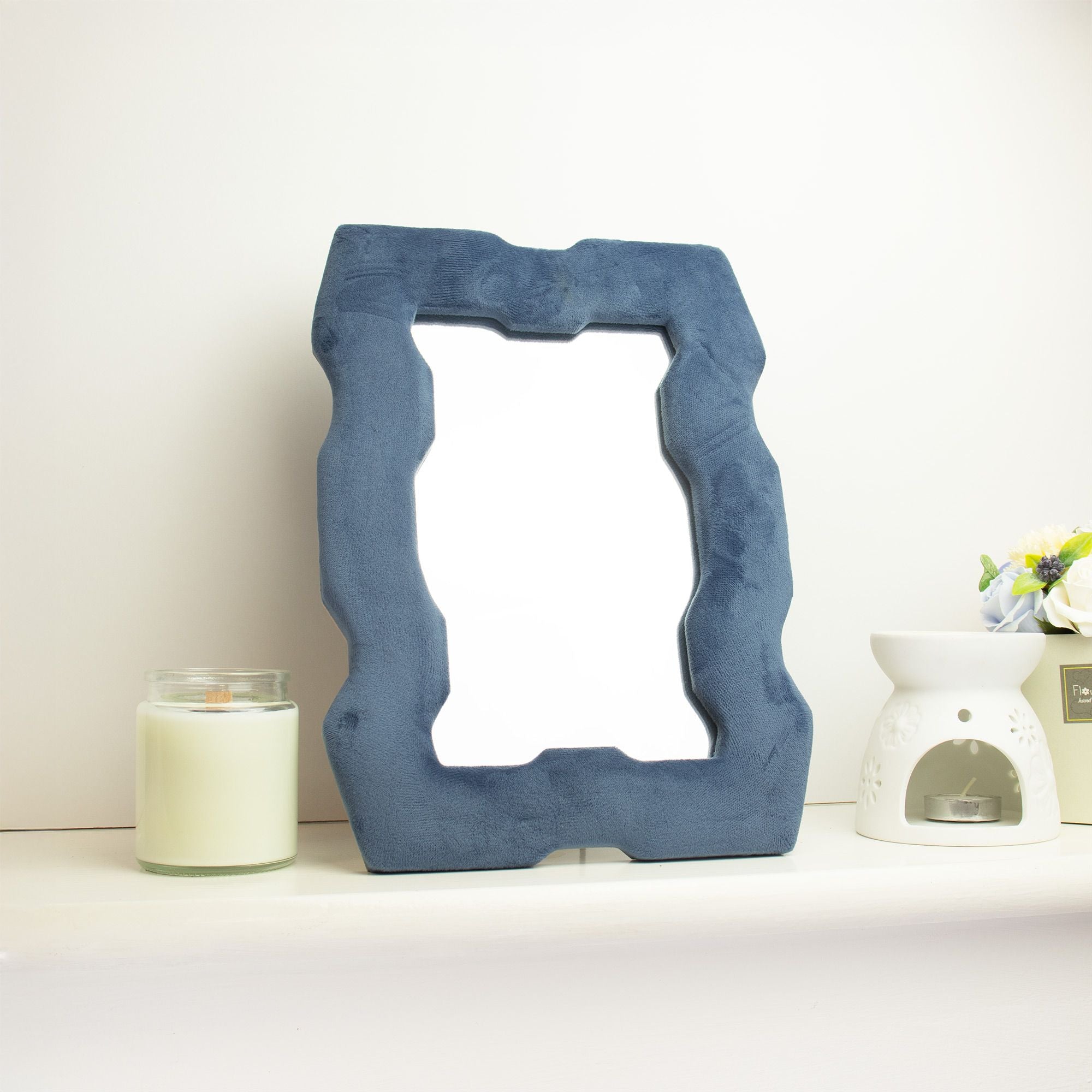 Soft Squiggly Mirror in Royal Blue with Chunky Frame Design