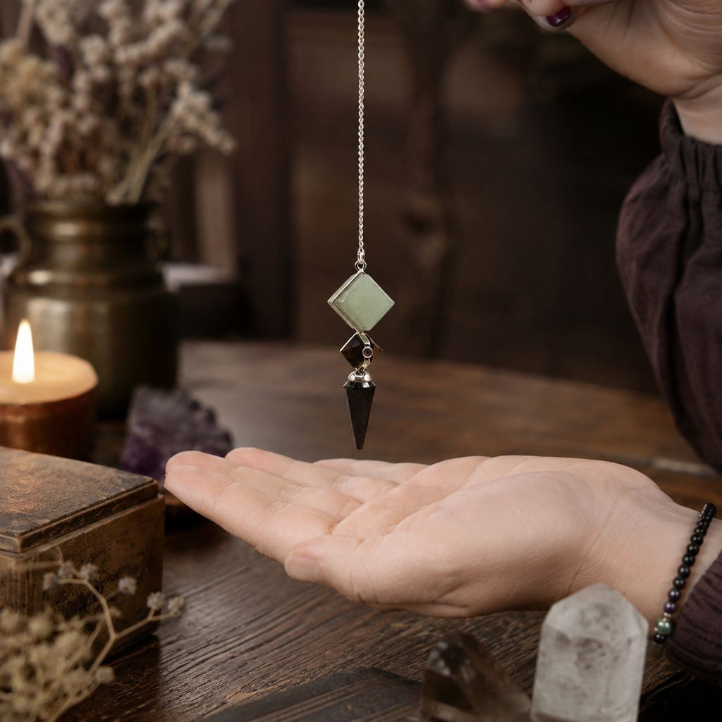 Builder of Realms Pendulum with Black Agate and Green Aventurine