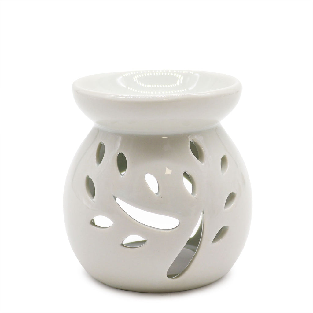 Sm Classic White Oil Burner with Tree Cut Out Design for Home