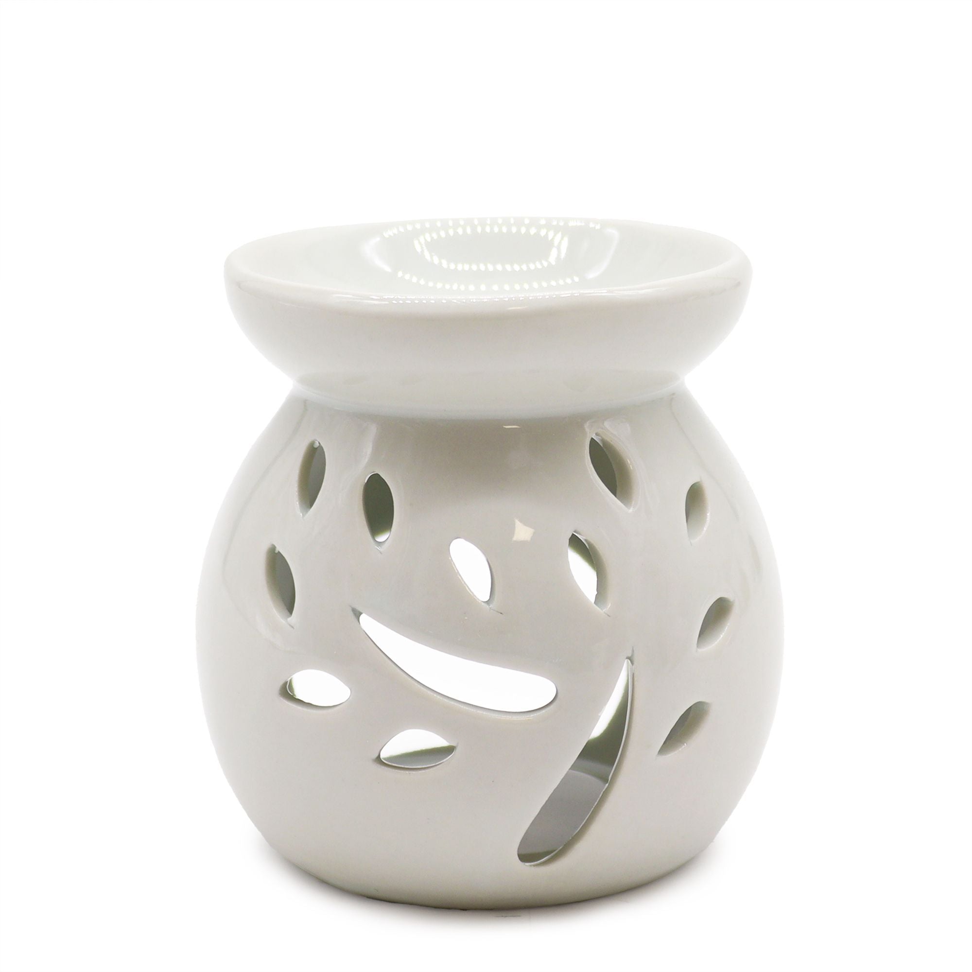 Sm Classic White Oil Burner with Tree Cut Out Design for Home