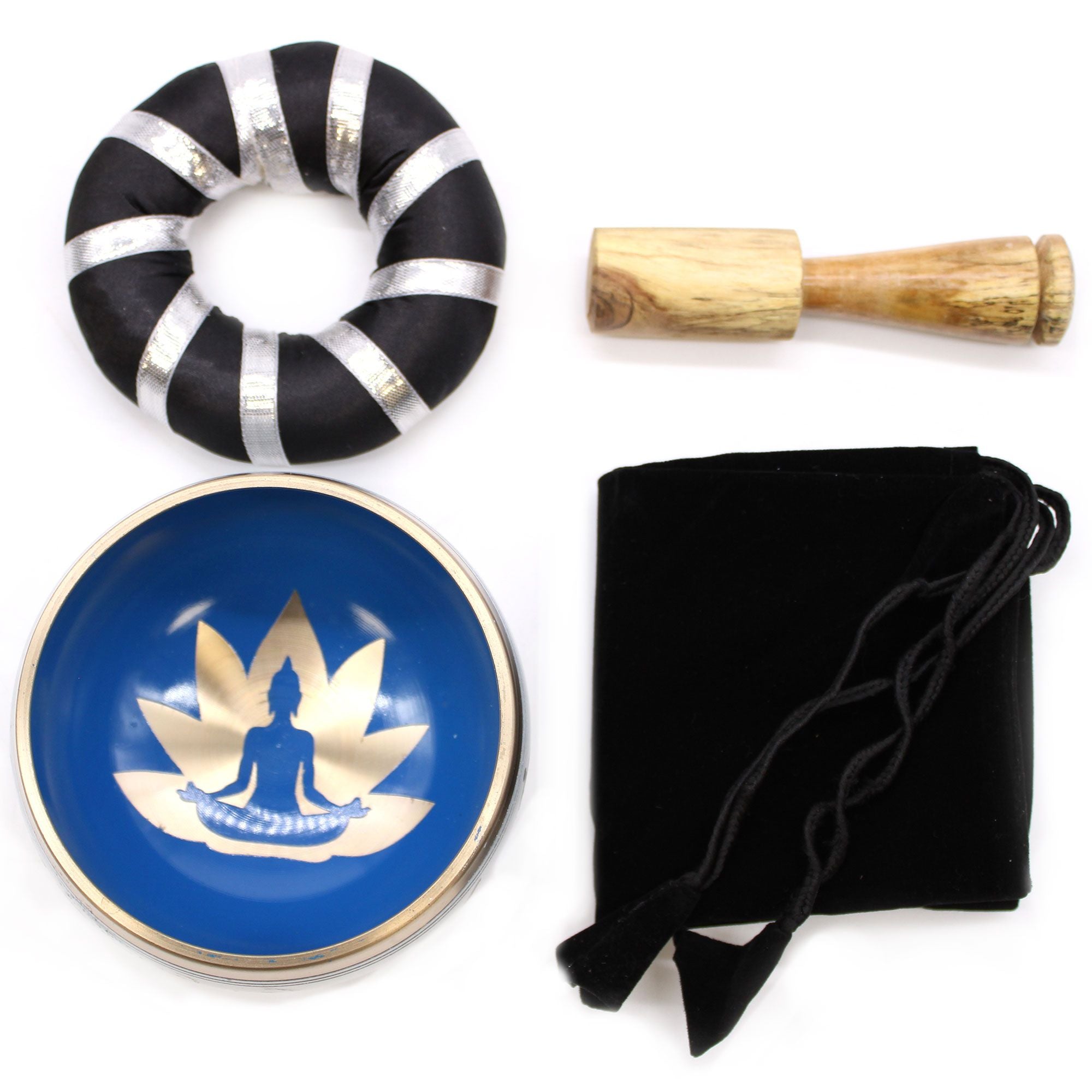 Yoga Moves Singing Bowl Set in White and Blue for Meditation