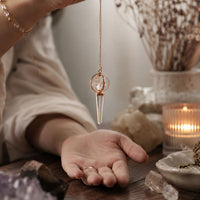 Stellar Gateway - Two Piece Spinning Merkaba Star in Copper Pendulum -  Clear Quartz