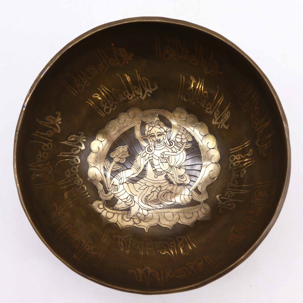 Brass Golden Tara Special Singing Bowl Set for Meditation Practice