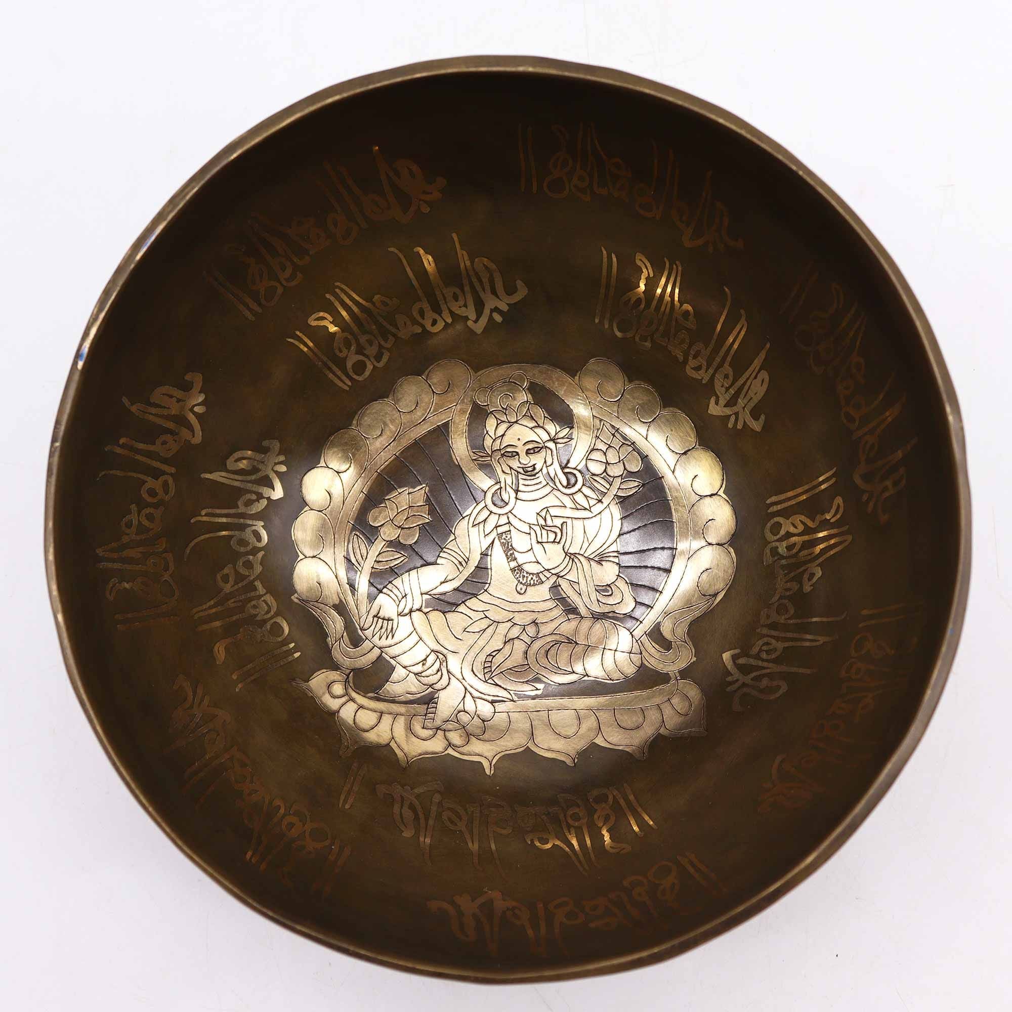 Brass Golden Tara Special Singing Bowl Set for Meditation Practice