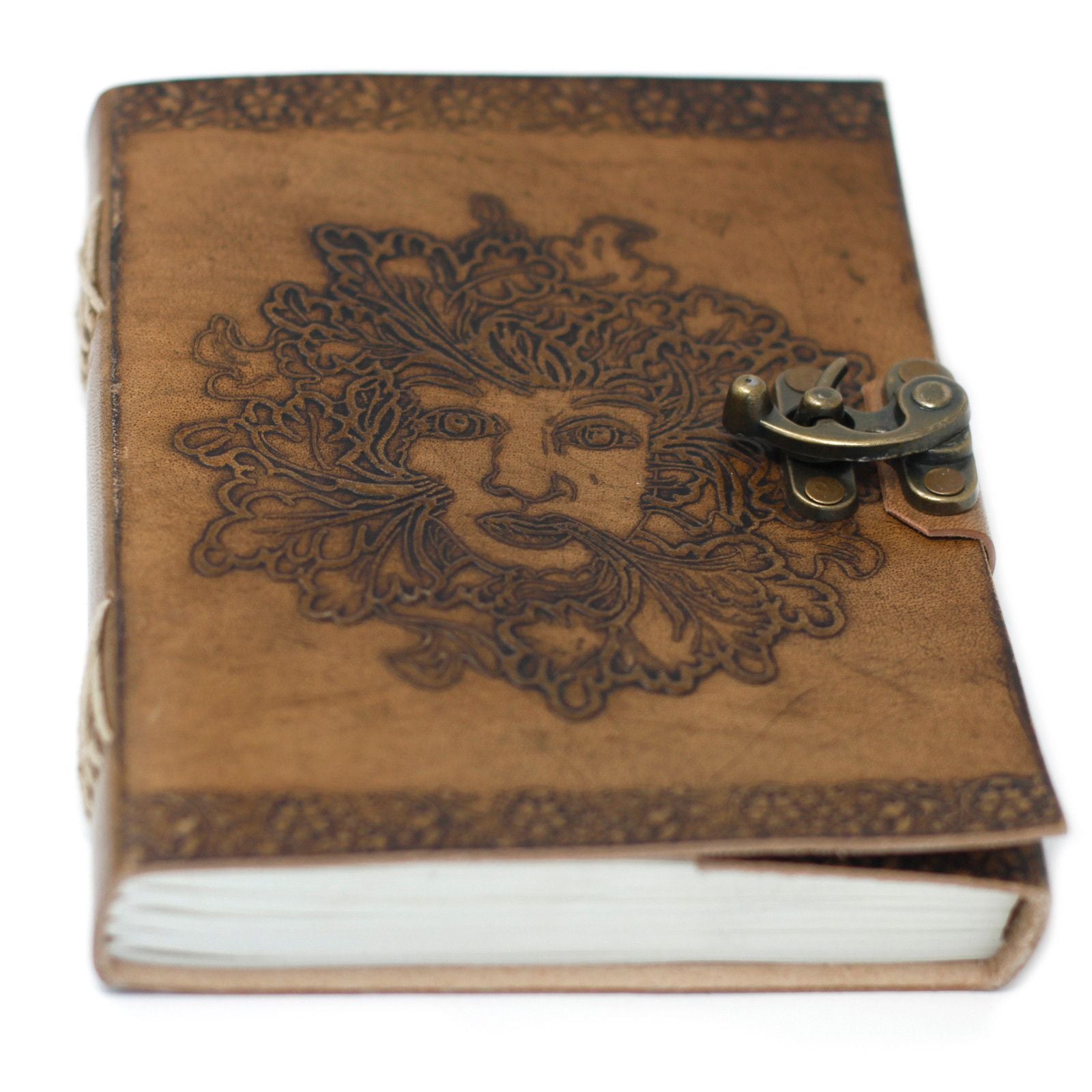 Leather Greenman Notebook with Buckles for Unique Journaling