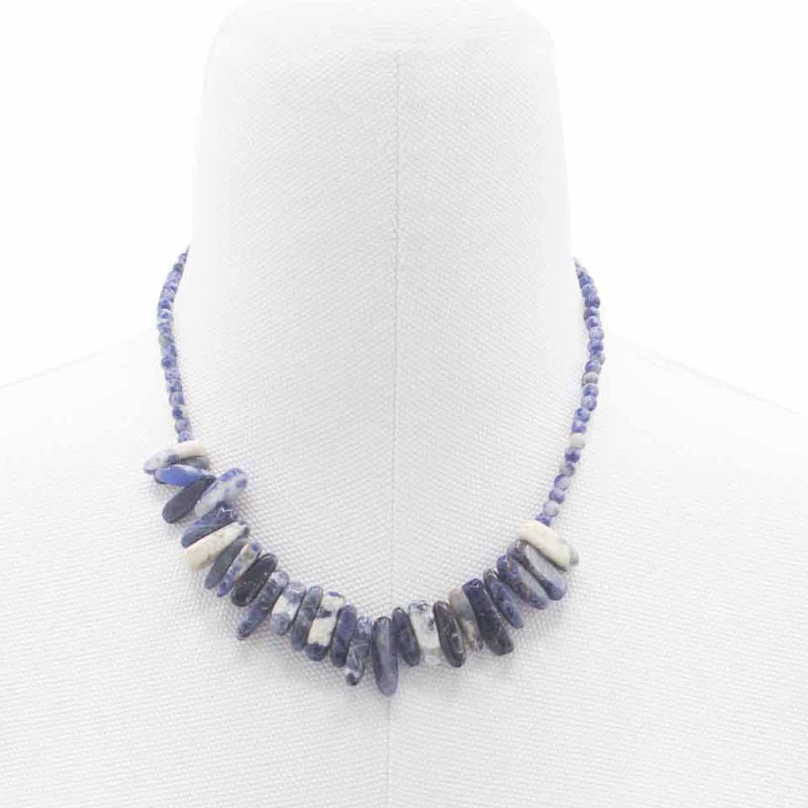 Longstone Sodalite Gem Necklace with Deep Blue Elegance