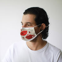 Reusable Poly-Cotton Face Mask with Filter Pocket – Oriental Poppies (Adult)