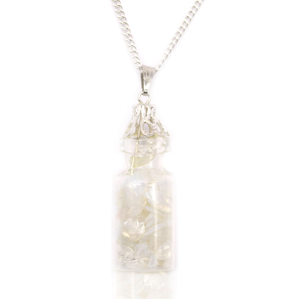 Bottled Gemstones Necklace with Opalite Pendant Design
