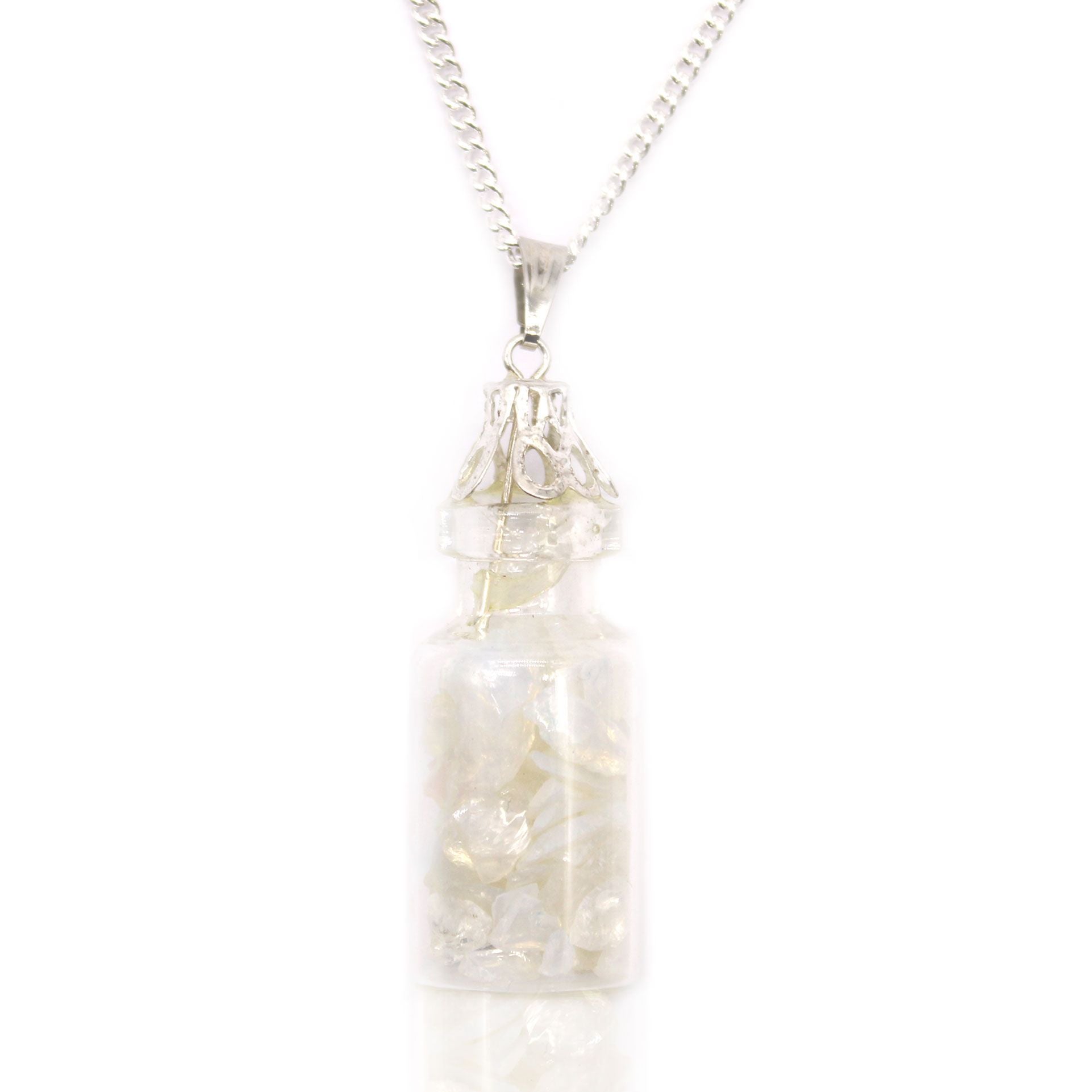 Bottled Gemstones Necklace with Opalite Pendant Design