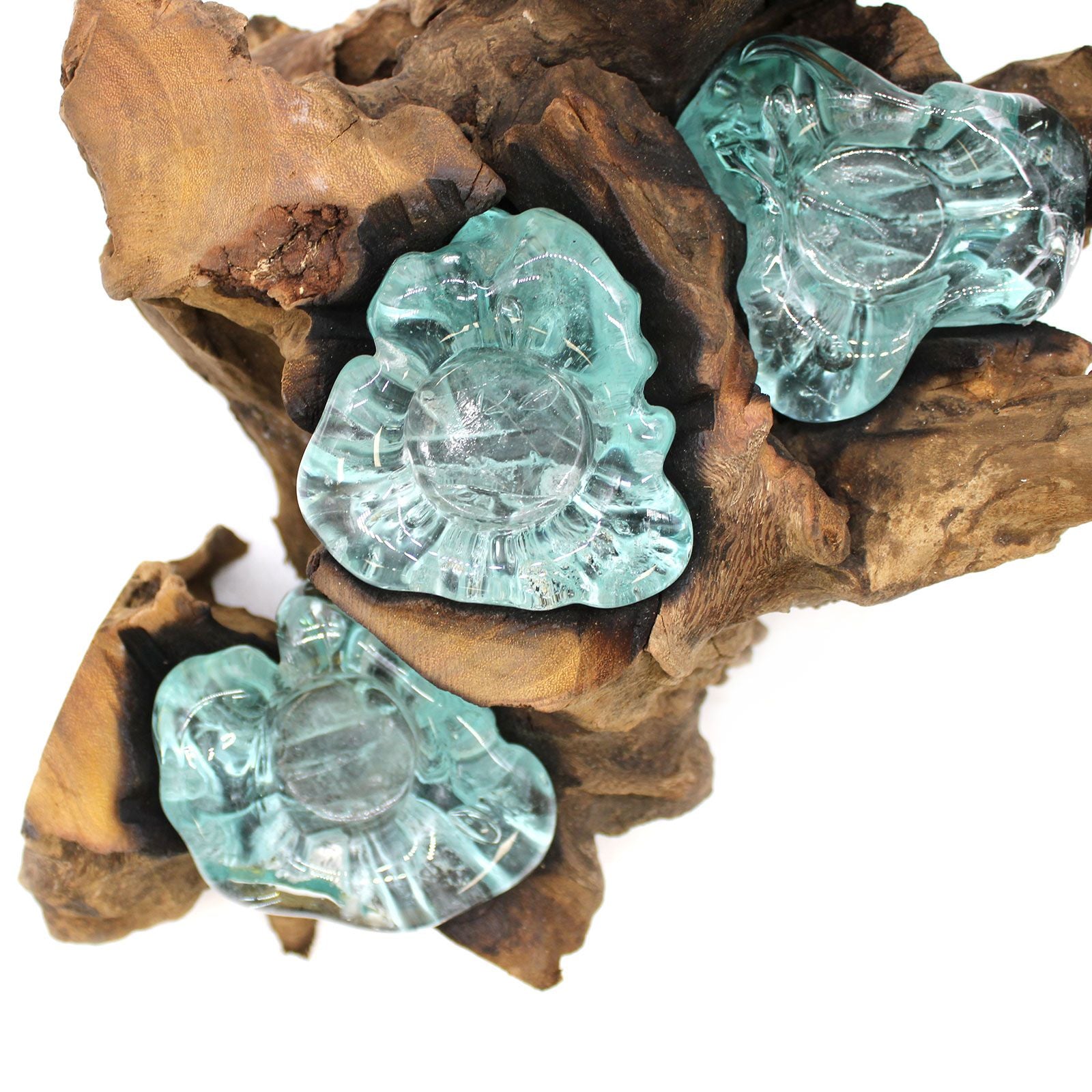 Molton Glass Five Candle Holder on Wood for Elegant Home Décor