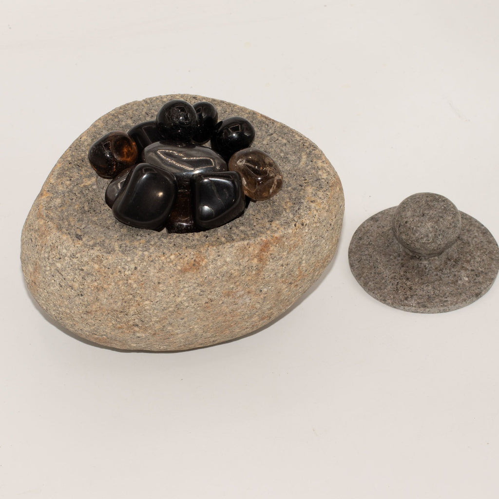 Large Natural Riverstone Grounding Pot for Home Decor Display