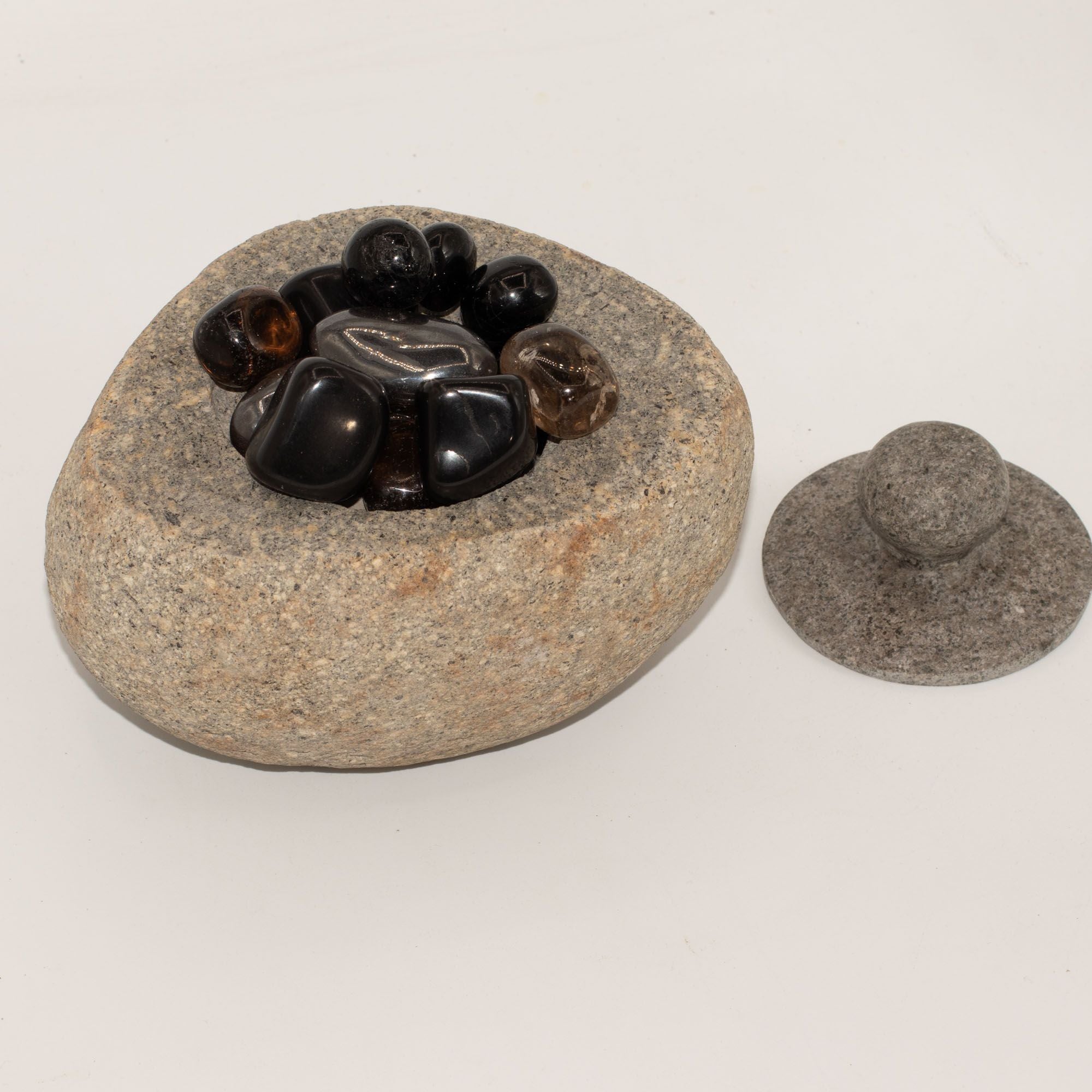 Large Natural Riverstone Grounding Pot for Home Decor Display