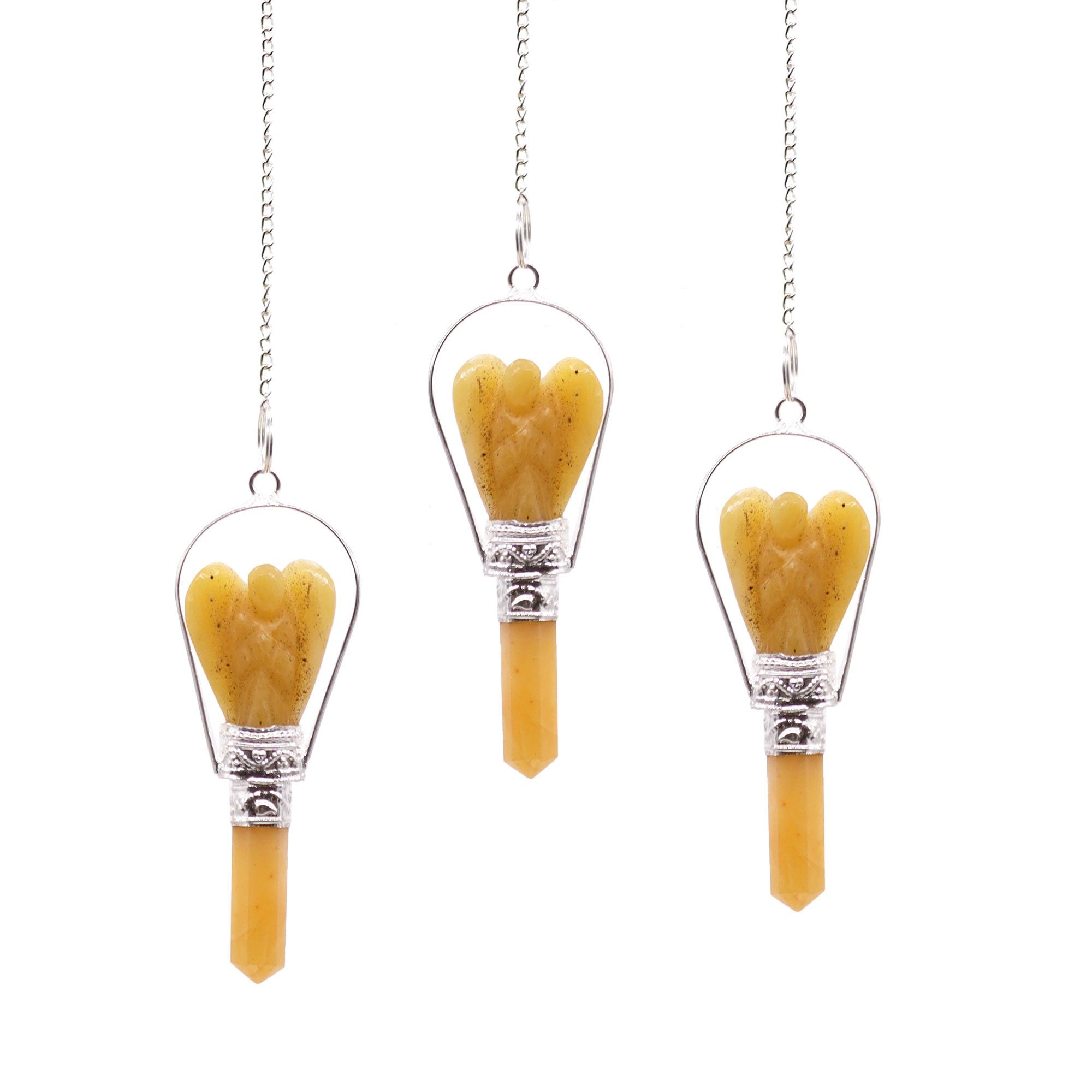 Angel Pendulum with Ring in Yellow Quartz for Dowsing Gifts