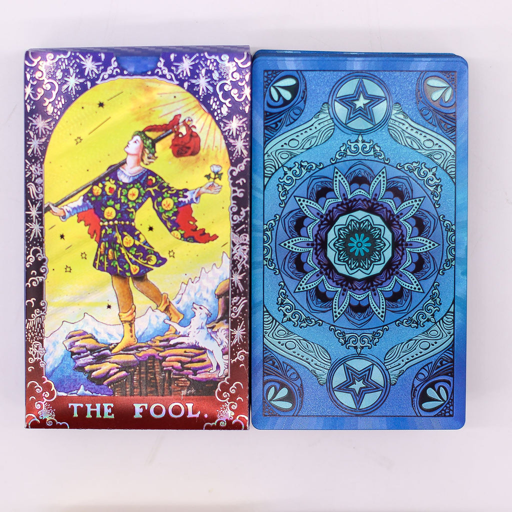 Blue Foil Tarot Card Set with Mandala Design and Booklet Included