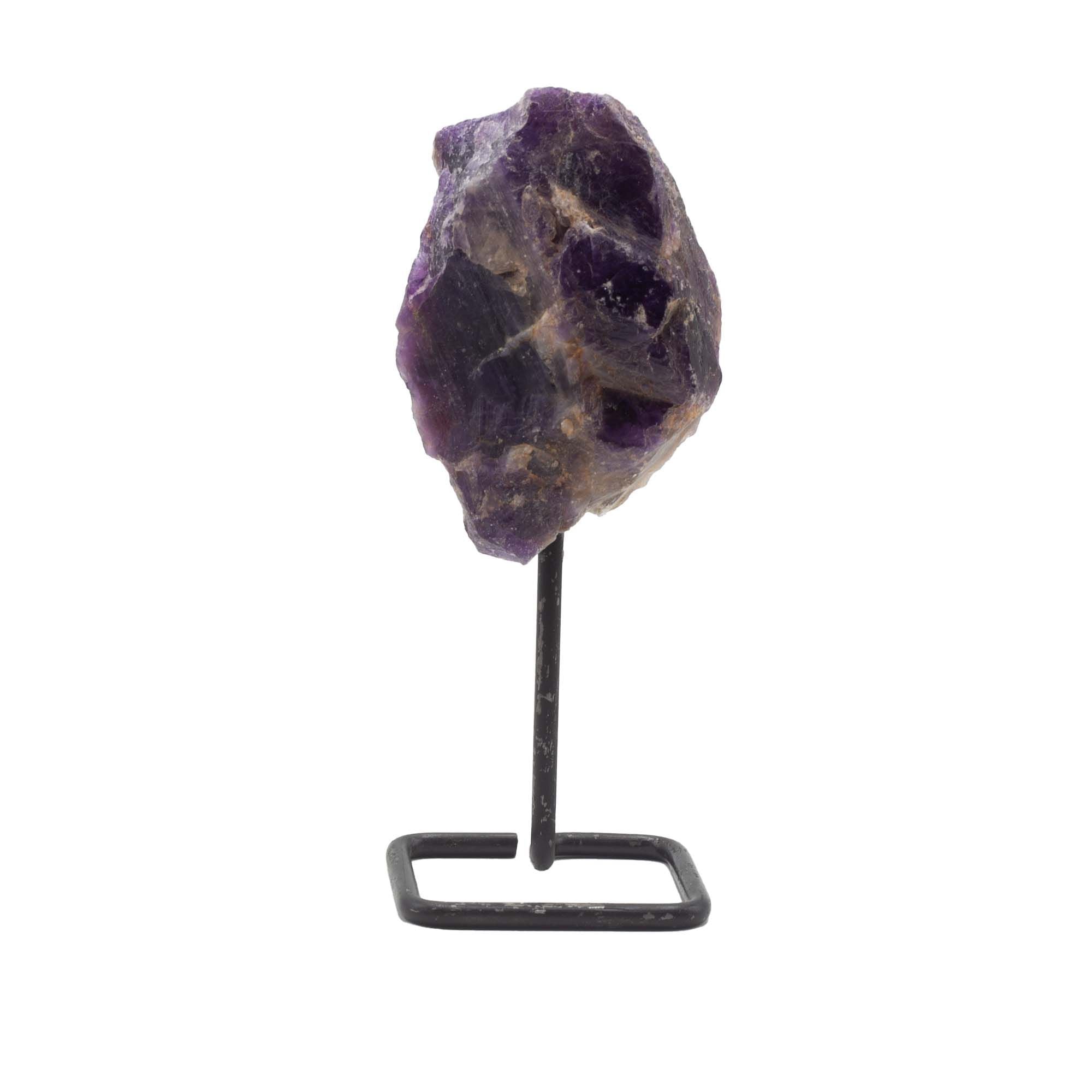 Amethyst Mineral Specimen on Metal Stand for Home Decor Display