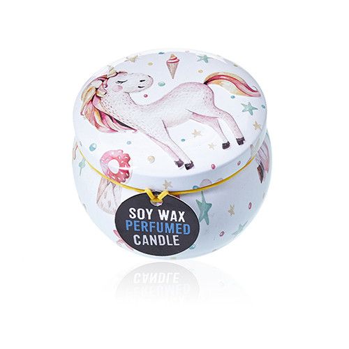 Art Tin Candle Unicorns Design with Moonstone Scented Aroma Bliss