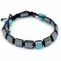 Magnetic Hematite Shamballa Bracelet with Turquoise Cuboids