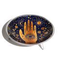Triple Leg Enamelled Offering Plate Hamsa in Deep Midnight Blue