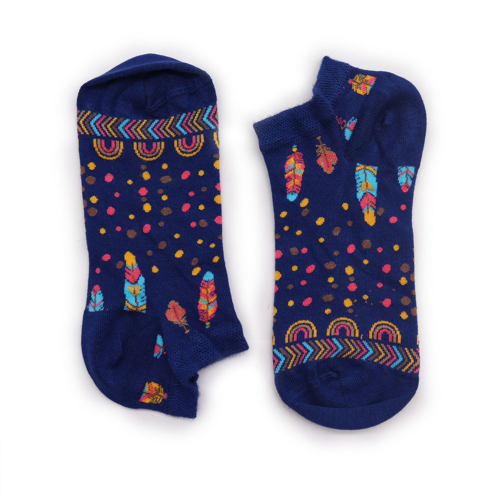 S/M Hop Hare Bamboo Socks Low Cut Indian Feathers Design for Comfort