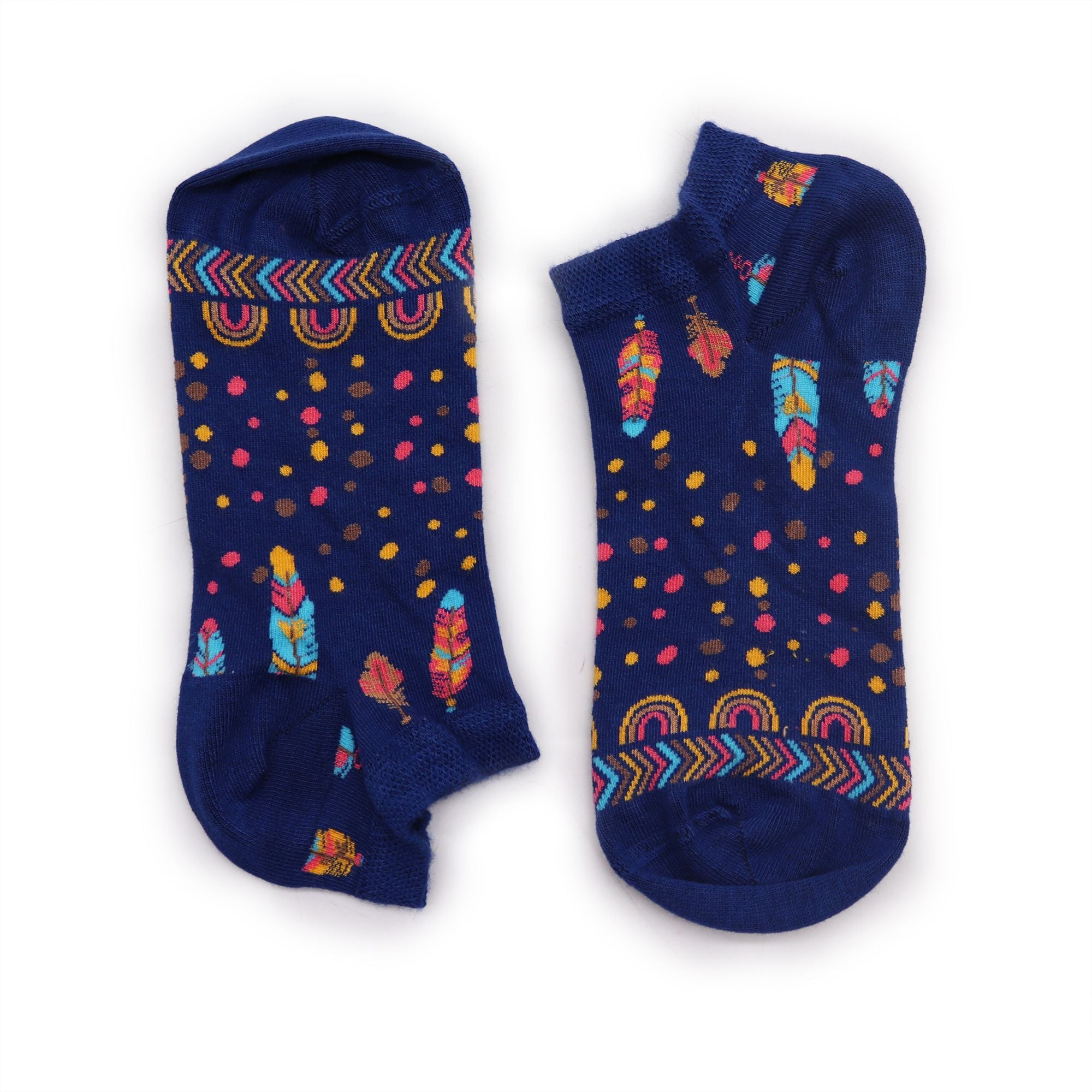 S/M Hop Hare Bamboo Socks Low Cut Indian Feathers Design for Comfort
