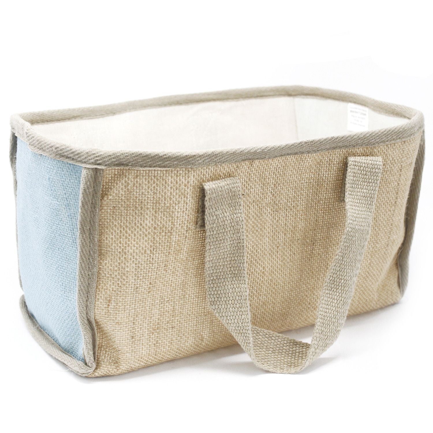 Teal Large Shopping Basket Eco Friendly Jute and Cotton Design