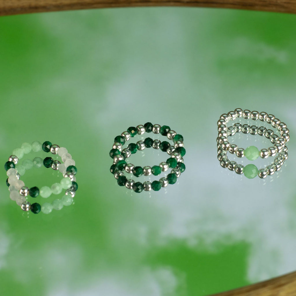 Nymph Spirit Gemstone Ring Set with Nature Inspired Design