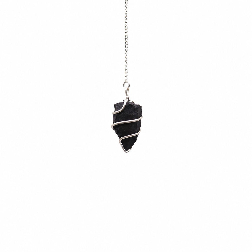 Raw Black Agate Pendulum for Dowsing and Energy Work Tool