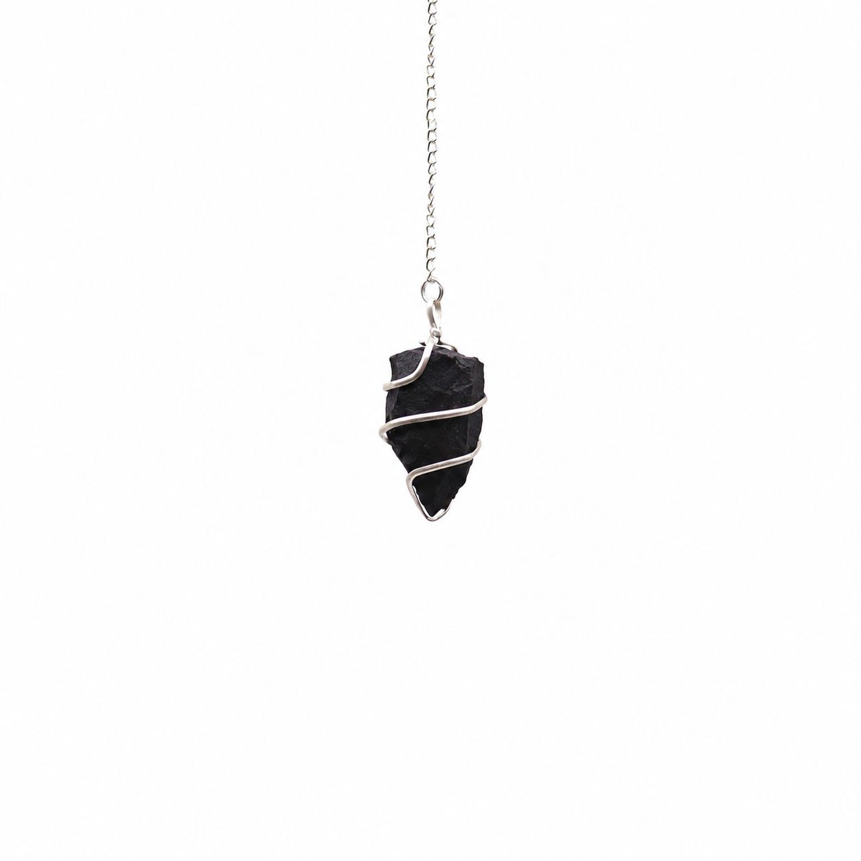 Raw Gemstone Pendulum - Black Agate