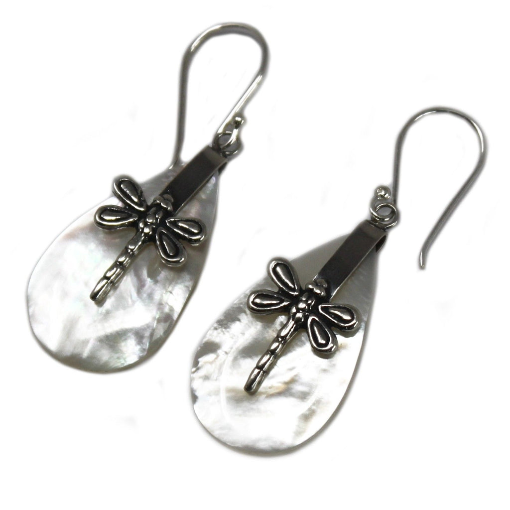 Shell & Silver Dragonfly Earrings for Unique Style and Charm