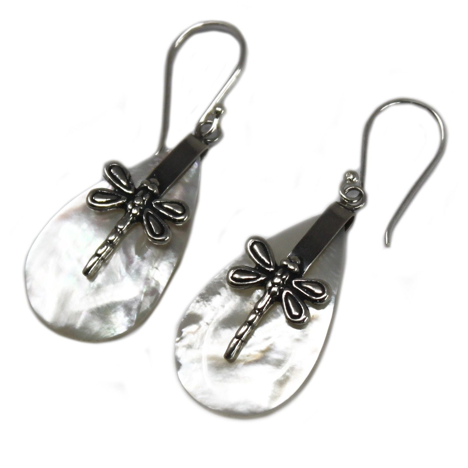 Shell & Silver Dragonfly Earrings for Unique Style and Charm