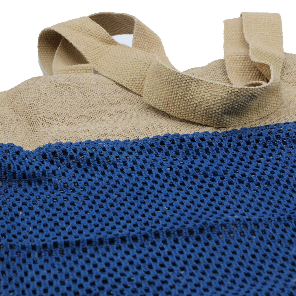 Pure Soft Jute and Cotton Mesh Bag in Denim for Daily Use