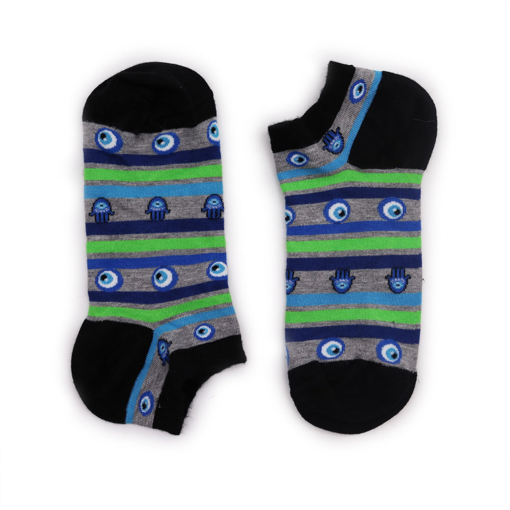 S/M Hop Hare Bamboo Socks Low Evil Eye & Hamsa Design 3.5 6.5