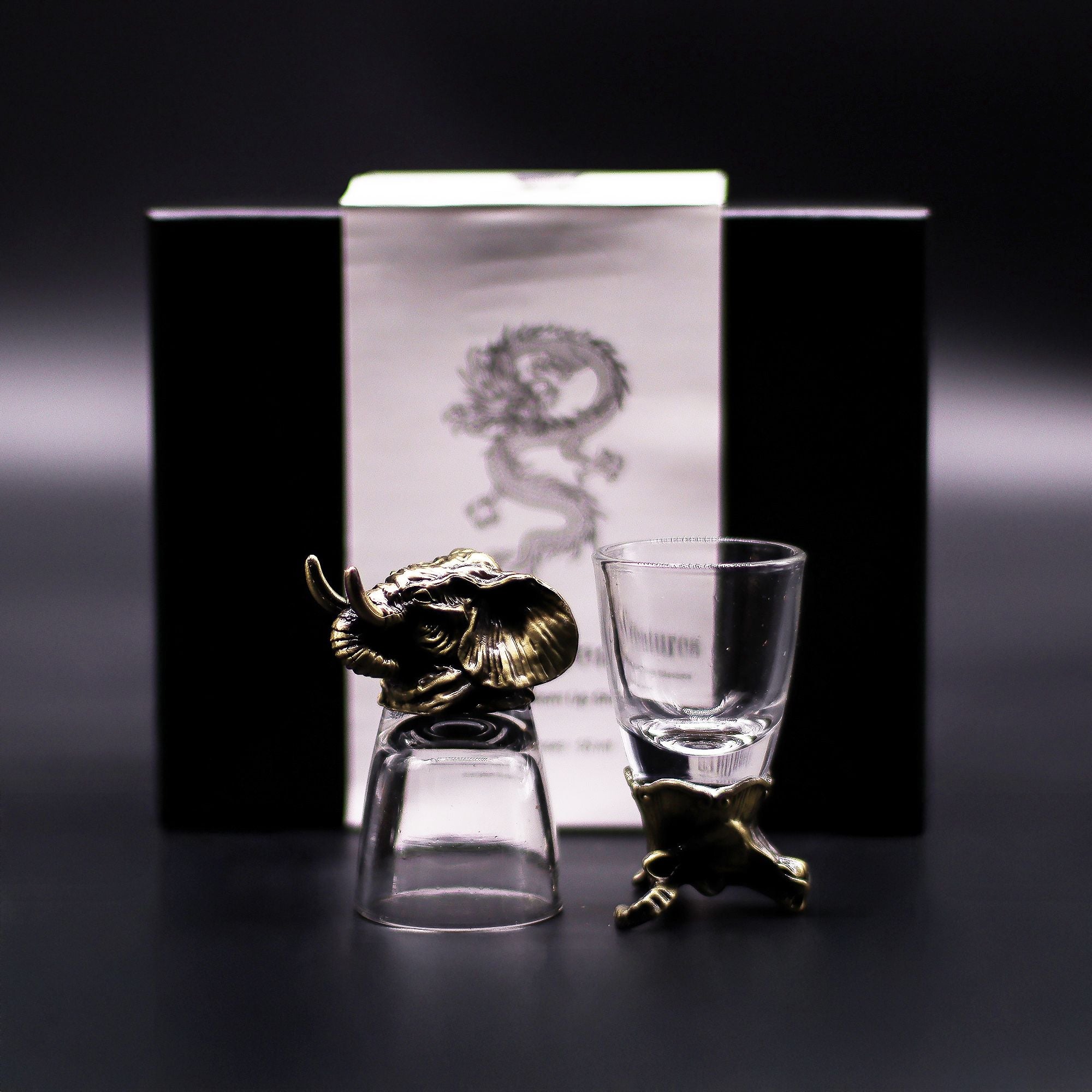 Gift Set of 6 Mystical Creatures Shot Glasses in Antique Bronze