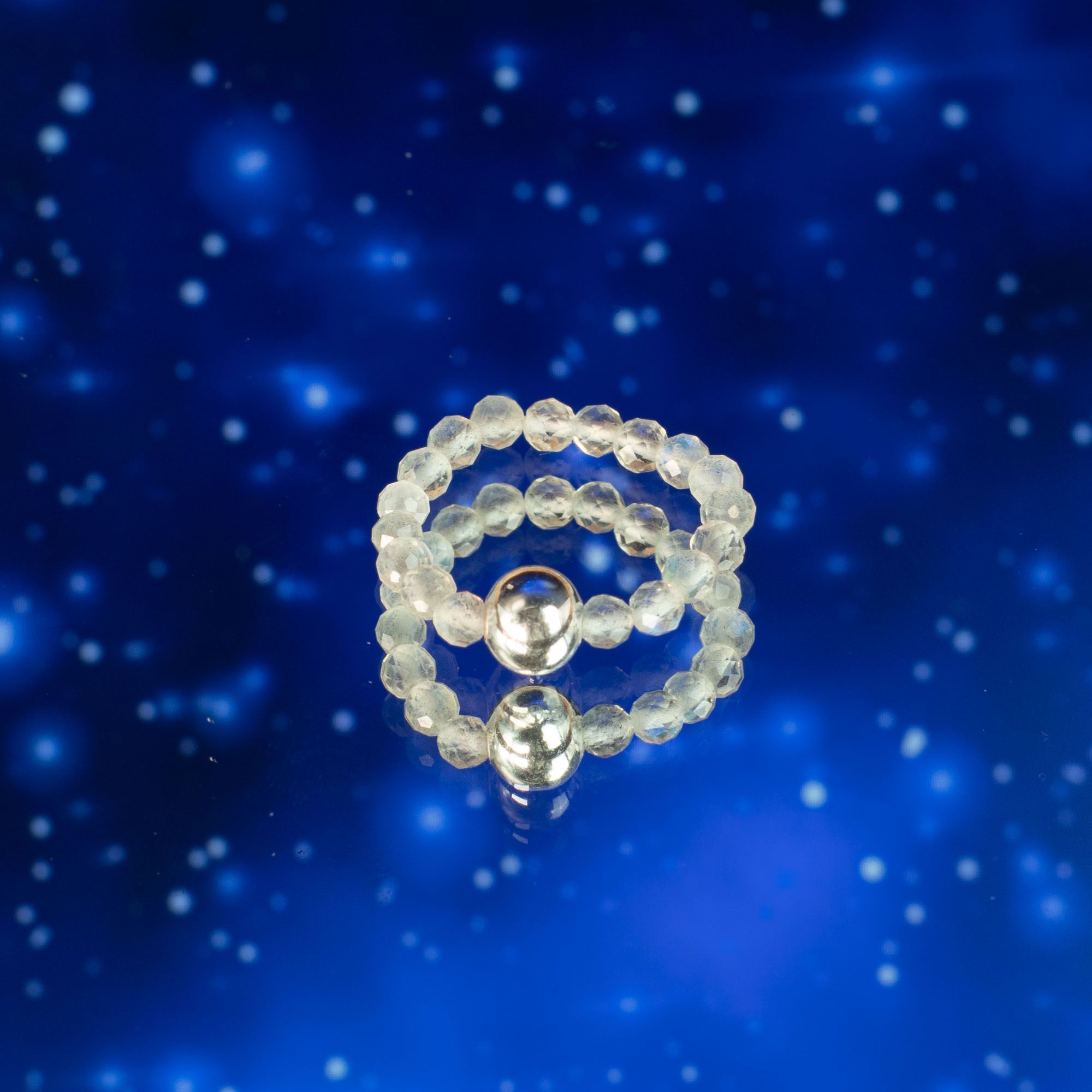 Nymph Spirit Gemstone Ring Set with Northern Lights Inspiration