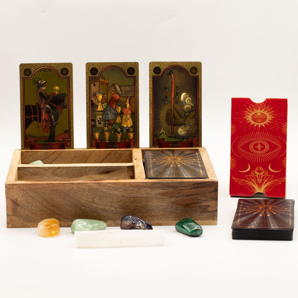 Three Section Tarot Box with Card Holder for Organised Readings