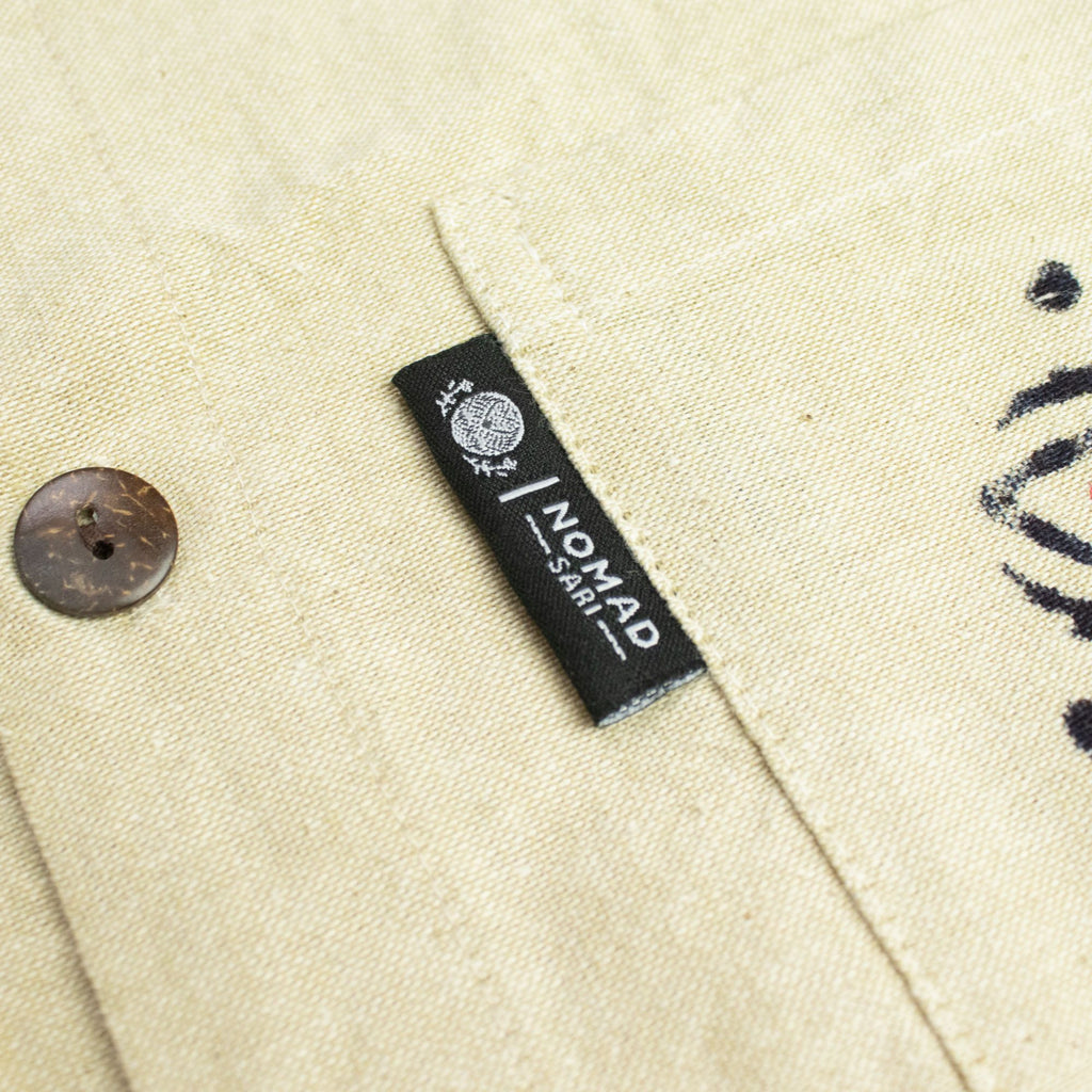 Nomad Sari Kathmandu Shirt in Stone with Hand Painted Pocket