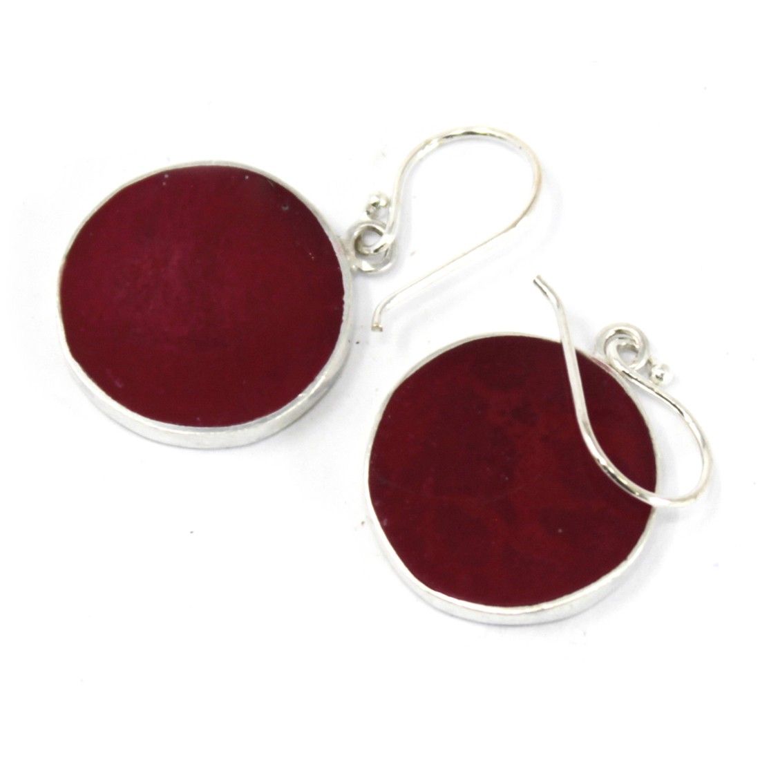 Tree of Life Silver Earrings 15mm with Coral Effect Design