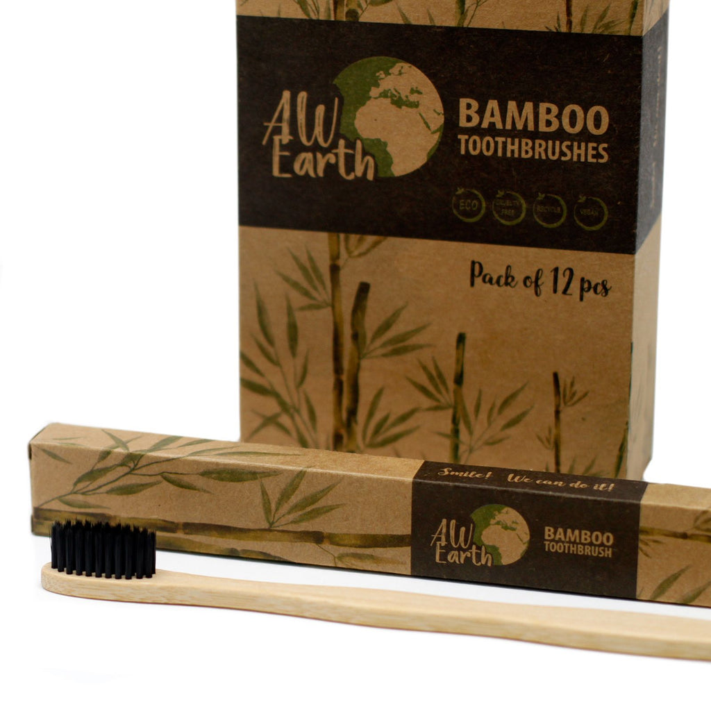Bamboo Toothbrush Charcoal Medium Soft for Eco Friendly Care