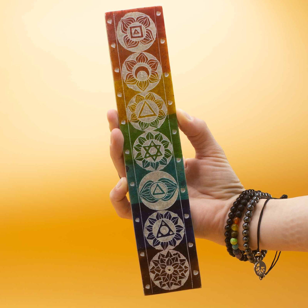 Soapstone Seven Chakra Incense Holder for Home and Meditation