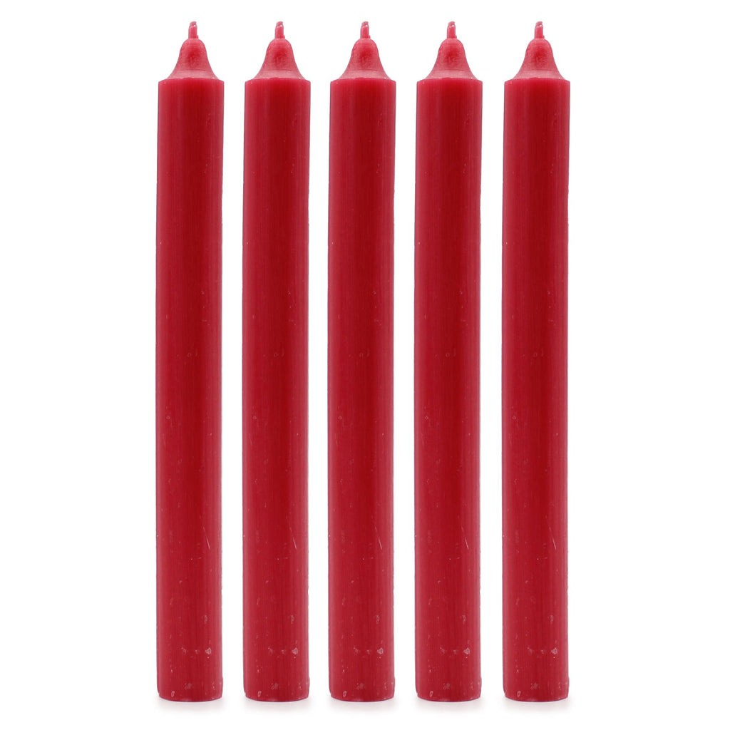 Solid Colour Dinner Candle Set of 21 Rustic Red Candles for Dining