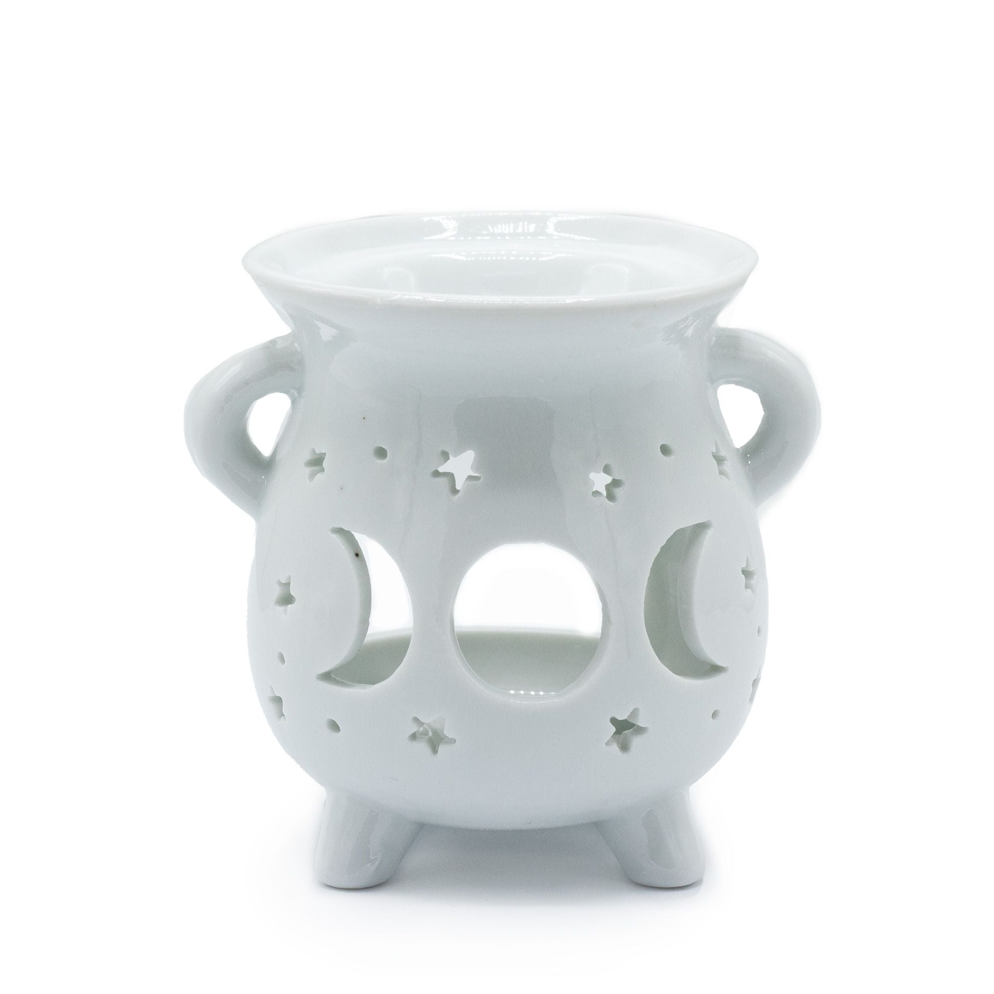 Moon Phase White Cauldron Oil Burner for Aromatic Home Fragrance