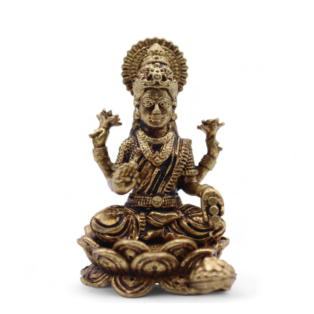 Brass Miniature Gods Laxmi Figurine for Prosperity and Abundance