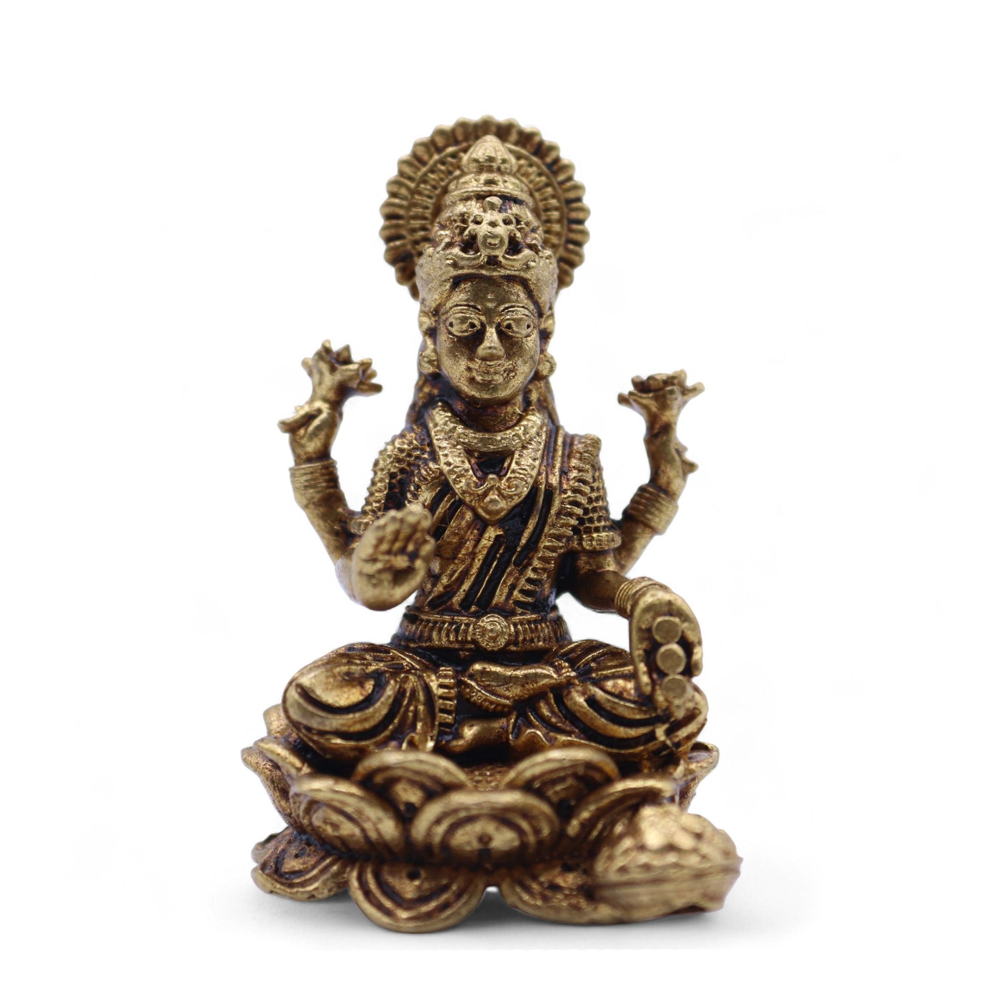 Brass Miniature Gods Laxmi Figurine for Prosperity and Abundance