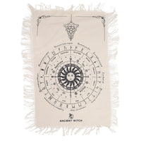 Pendulum Divination Cloth – Sun Face, Natural & Black Cotton